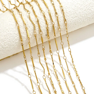 Stainless Steel Jewelry Chain DIY Findings Gold Plated Bar Link S Wave Non Fading For Necklace Bracelet Making