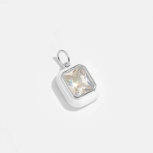 Elegant S925 sterling silver necklace with a rectangular cut clear gemstone pendant
