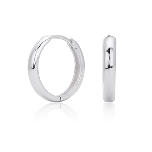 Polished S925 sterling silver hoop earrings with hollow design and smooth metal finish