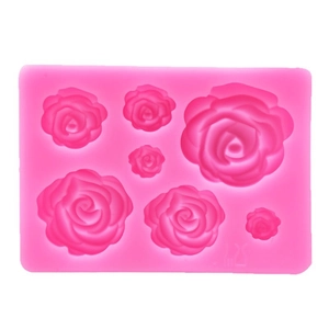 Moule en silicone rose avec 7 cavités de roses pour décorations de gâteaux fondant