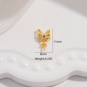 Golden butterfly jewelry pendant bail with purple zircon and detailed size specifications