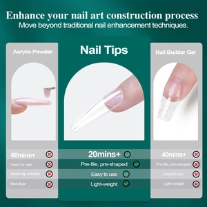 Comparaison montrant des capsules d'ongles transparentes préformées et faciles à appliquer