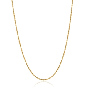 Elegantly twisted 18K gold plated stainless steel rope chain necklace for women on white background