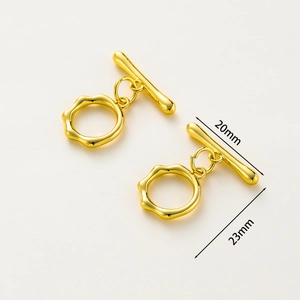 Polierter 18K vergoldeter Knebelverschluss für DIY-Schmuck mit 20mm T-Stab und 23mm Ring