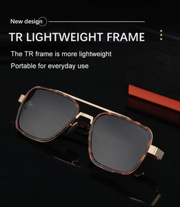 Detail of lightweight TR frame with tortoiseshell pattern and golden metal accents
