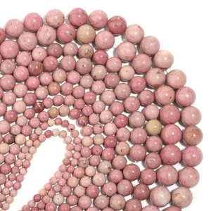 Natural pink rhodonite beads spiral arrangement for DIY jewelry making in various sizes