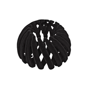 Macro detail of black flocked bird nest hair claw clip with telescopic velvet texture