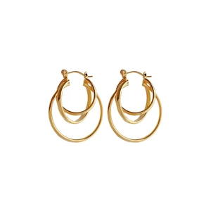 Orecchini a cerchio doppio cerchio vuoto in oro lucido per gioielli da donna chic
