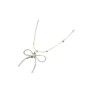 Elegant silver titanium steel necklace with a minimalist bow pendant for women