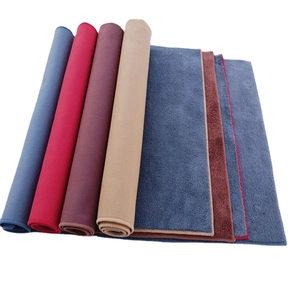 Thick microfiber car drying towels in navy blue, red, brown and khaki colors