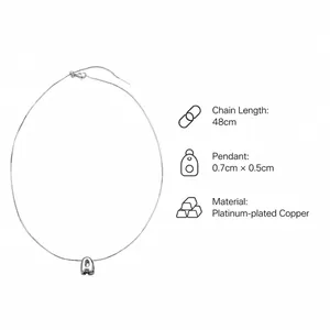 Guida alle dimensioni della collana in rame placcato platino da 48cm con ciondolo da 0,7cm