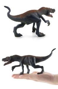 Detailed Allosaurus dinosaur toy featuring realistic skin textures and palm-size scale