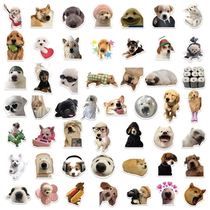 Detailed assortment of funny dog meme stickers with realistic breeds on white background