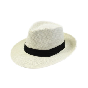 Elegant wide-brim cream Panama straw hat with black grosgrain ribbon for summer sun protection