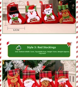 Detail of red Christmas stocking with 3D Santa design and Merry Christmas text