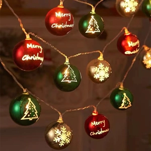 Christmas LED decorative ball string lights with red green gold balls for window display
