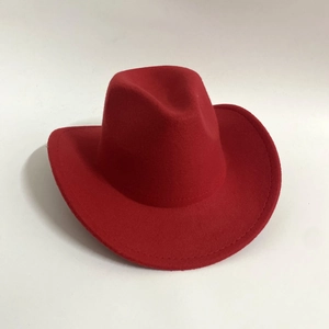 Retro Western Cowboy Hat For Men Women Solid Color Polyester Felt Fedora Hat Curved Brim Outdoor Ethnic Jazz Hat Sun Hat