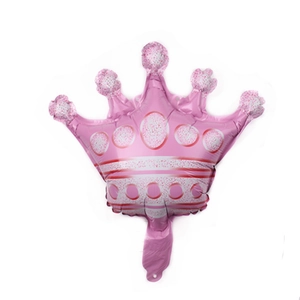 Pink crown-shaped foil balloon with polka dots for birthday party decoration