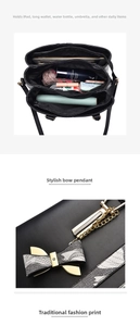 Detail view of large capacity interior for iPad and essentials in black printed tote bag