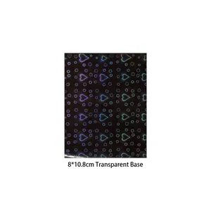 Holografische Herz- und Blumennagelaufkleber, 8*10,8cm mit transparenter Basis