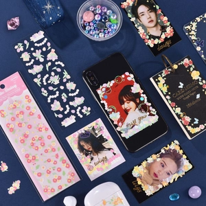 Vintage floral laser stickers set with roses and ribbons for DIY journaling and card decor