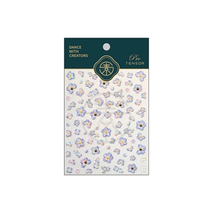 Self-adhesive 5D embossed flower nail stickers in lavender and blue gradient, model TL-370