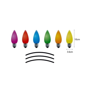 Detailed size chart showing 10cm by 3.6cm measurements for colorful Christmas bulb magnets
