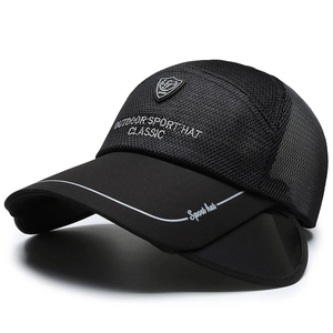 Casquette de baseball en maille noire respirante pour sport de plein air et soleil