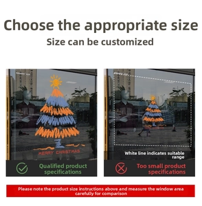 Stickers de Noël pour vitrines montrant la comparaison des tailles et l'effet décoratif