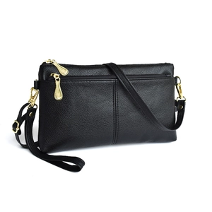 Women Crossbody Bag PU Leather Lychee Pattern Multi Zipper Layer Daily Clutch Shoulder Bag Simple Fashion Elegant
