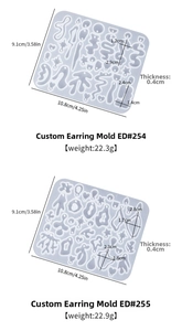 Macro view of flexible silicone earring mold featuring irregular geometric shapes and wave patterns
