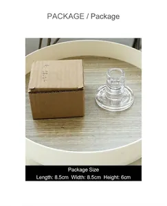 Clear crystal glass T-shaped candle holder with elegant craft paper packaging box