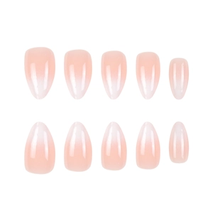 30 pieces minimalist almond shape press on nails with soft pink gradient ombre finish