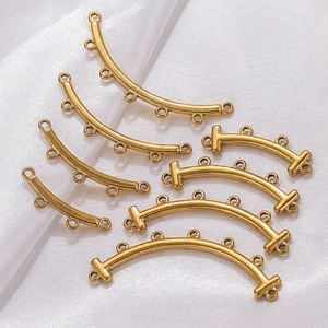 Golden stainless steel multi-hole bohemian curved connectors for DIY jewelry making