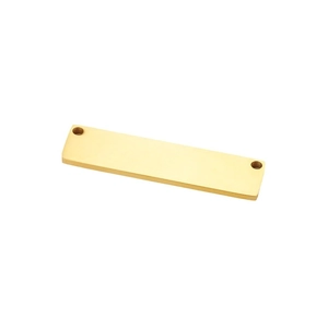 Polished gold rectangular stainless steel pendant connector with dual holes for DIY jewelry