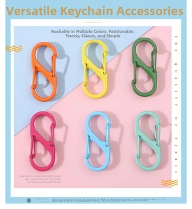 Close-up of candy-colored S-shaped dual spring alloy carabiners in six vibrant colors