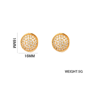 Elegante goldene unregelmäßige Kreisohrringe mit Pavé-Steinen, 16 mm Durchmesser