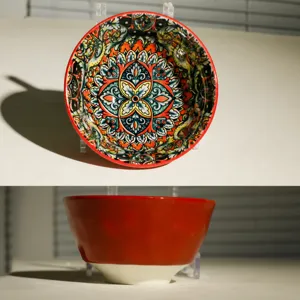 Böhmische Keramikschale 4.8 Zoll bunte gedruckte Nudelsuppe Schüssel Küchengeschirr