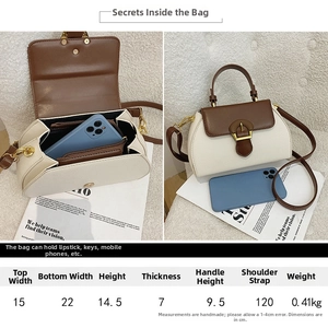 Detailed size chart showing dimensions of the 2024 women's fashion crossbody handbag