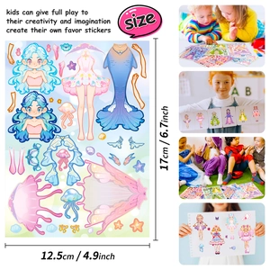 Princess mermaid dress-up stickers for kids DIY creative crafts set 12.5cm x 17cm