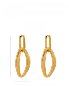 Detailed size specifications for 18K gold irregular oval stainless steel hoop earrings