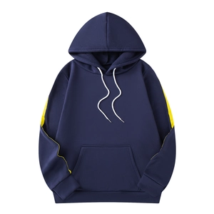 Men's Hoodie Polyester Brushed Fleece Lining Contrast Side Stripes Kangaroo Pocket Drawstring Casual Sports Pullover