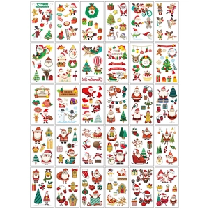Set of cute Christmas temporary tattoos with Santa and reindeer for kids gifts
