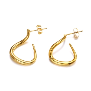 Minimalist 18k gold plated stainless steel twisted teardrop stud earrings for women