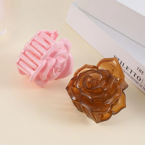 Pinces à cheveux élégantes en forme de rose 3D rose et ambre pour le coiffage des femmes