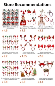 Collection of various Christmas headbands with reindeer antlers and Santa motifs.