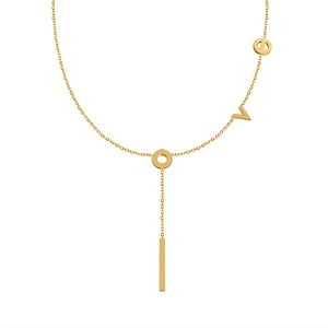 Minimalist 18k gold plated stainless steel Y-shaped necklace with LOVE letter pendant