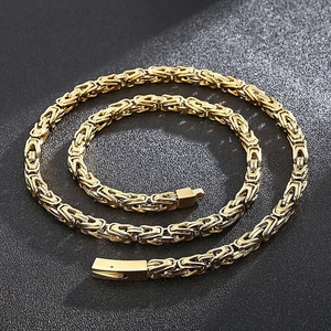 Men Byzantine Chain Necklace 316L Stainless Steel Hip Hop Punk Heavy Metal Jewelry Rock Style Jewelry Accessory