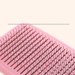 Brosse de toilettage rose pour animaux avec pointes en résine pour chats et chiens délicats