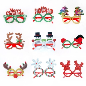 Christmas Party Glasses Glitter Reindeer Antler Snowman Santa Hat Decorative Eyewear Holiday Photo Props Adults Kids